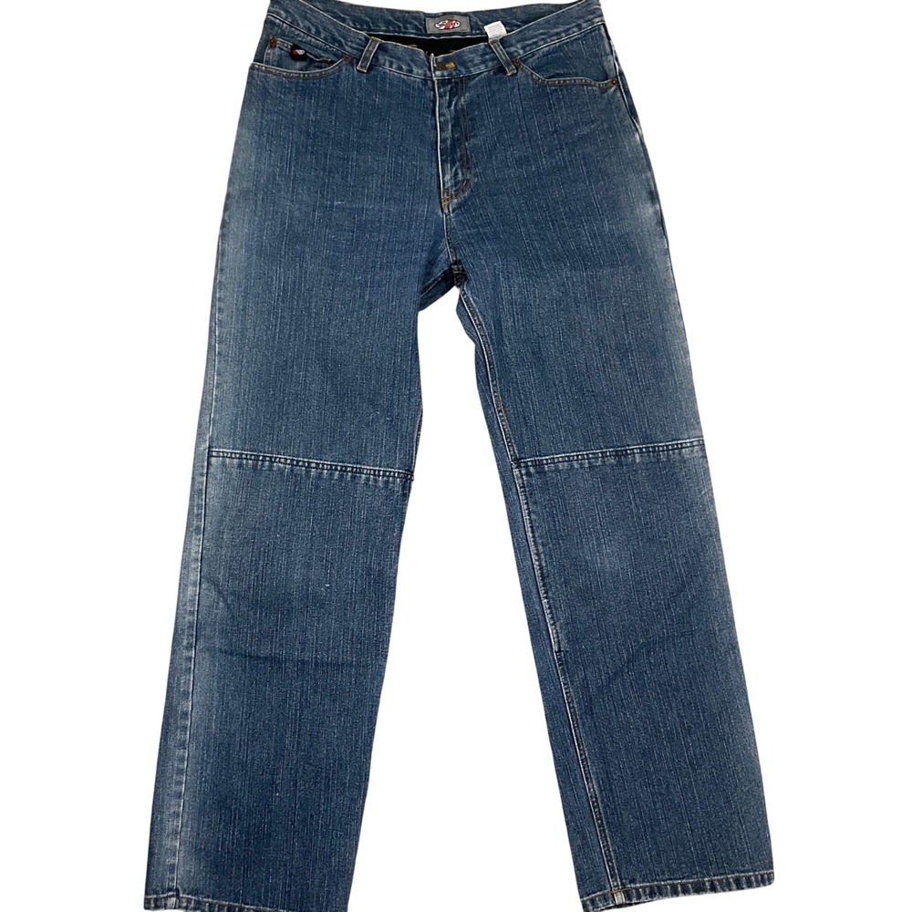 Joe Rocket Motorcycle Jeans Mens 34W 34L Blue Steel Reinforced Straight 7216A